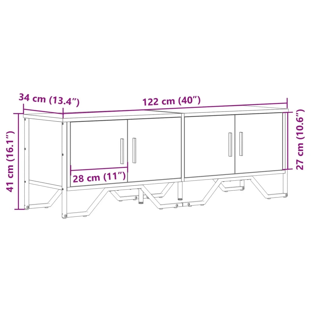 Mobile TV | Armadietto TV | Mobile Porta TV Rovere Fumo 122x34x41 cm in Legno Multistrato