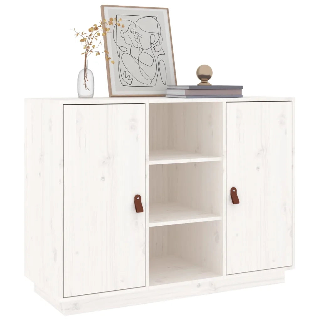 Credenza Bianca 100x40x75 cm in Legno Massello di Pino cod mxl 8025