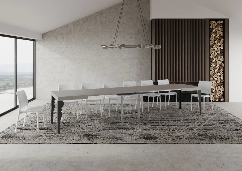 Tavolo allungabile 140/400x90 cm Paxon cashmere gambe antracite