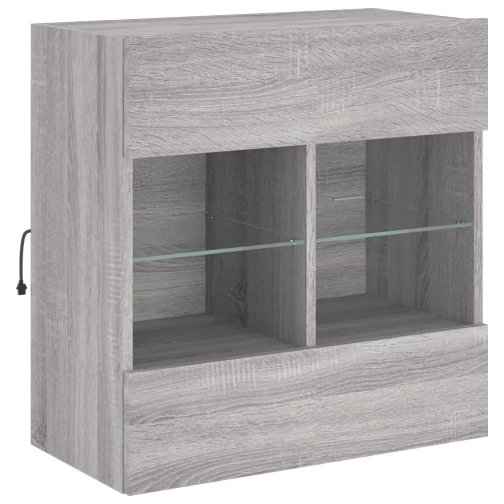 Mobile TV a Parete con Luci LED Grigio Sonoma 58,5x30x60,5 cmcod mxl 86140