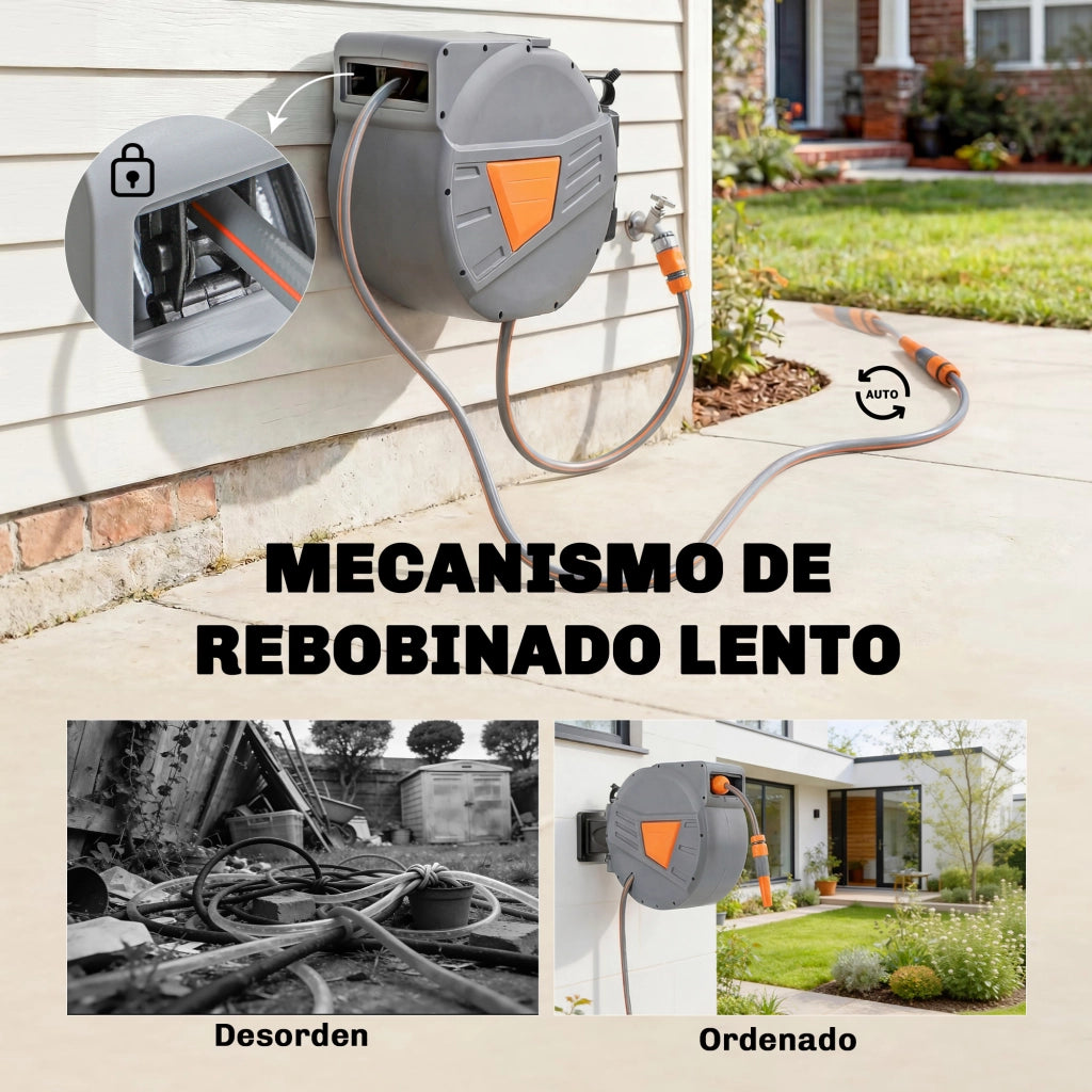 Avvolgitubo per Irrigazione 30+2 m ¨C zephmum ¨C 2 Bocchetti, Supporto Arancione