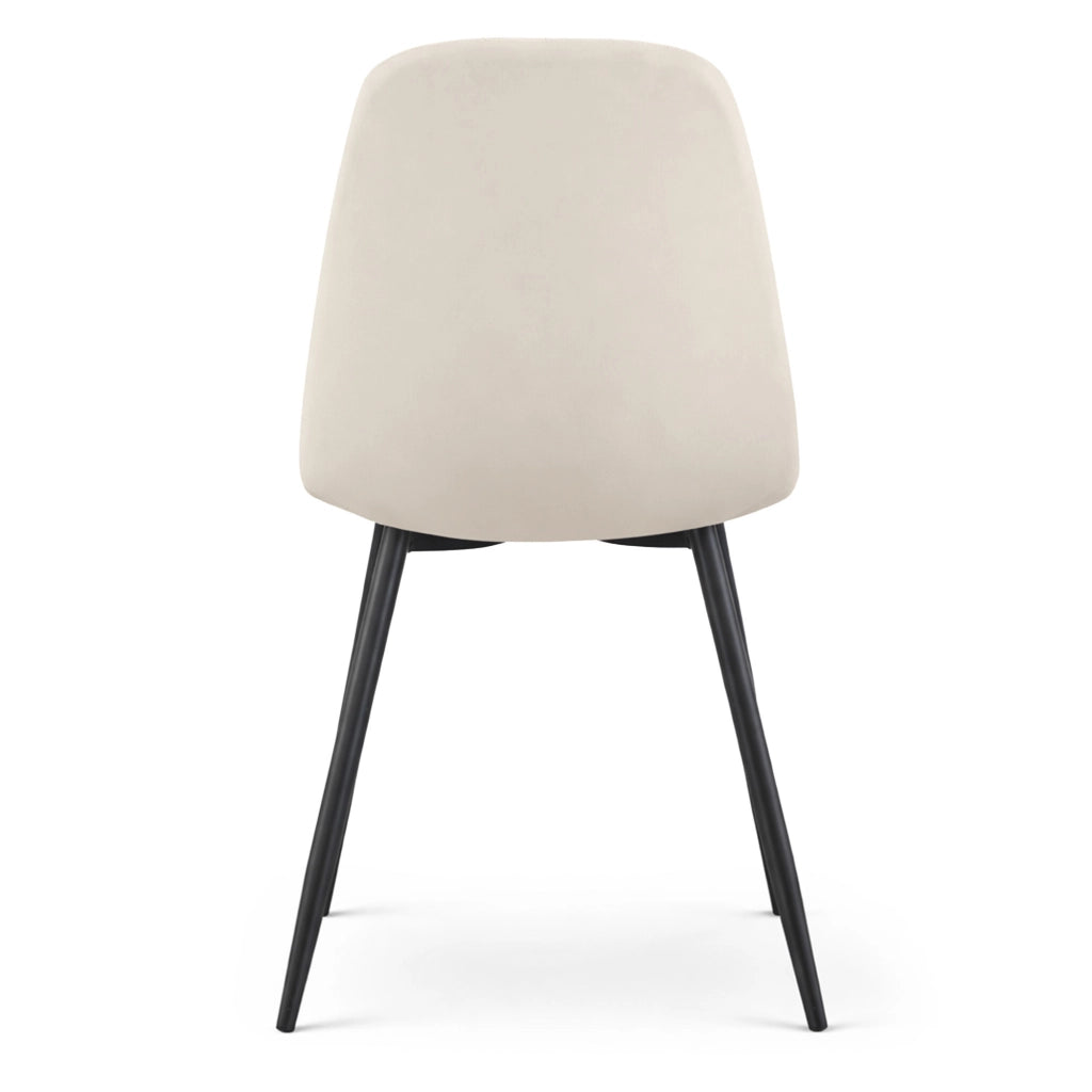 Set di 8 Sedie in velluto trapuntate LUMO Beige gambe nere