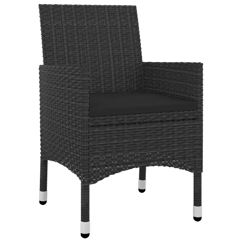 Set da Pranzo da Giardino 3 pz con Cuscini Polyrattan e Vetro cod mxl 40973
