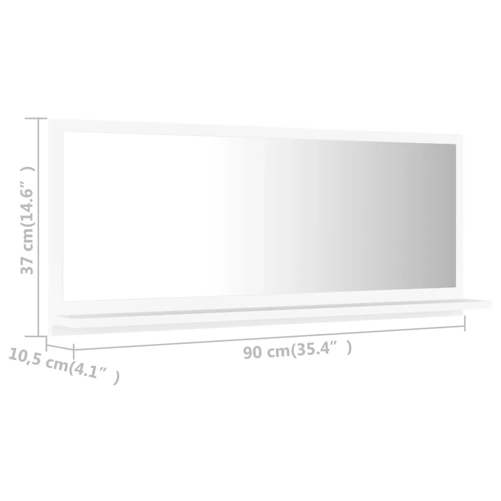 Specchio da Bagno Bianco 90x10,5x37 cm in Legno Multistrato 804580