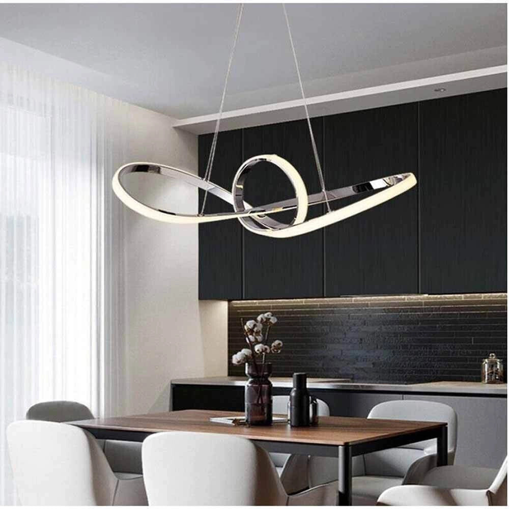 Trade Shop - Lampadario Led Moderno Forma Fiocco 38 Watt Tecnologia Cct 3 Temperature Di Luce A07-3c - Argento