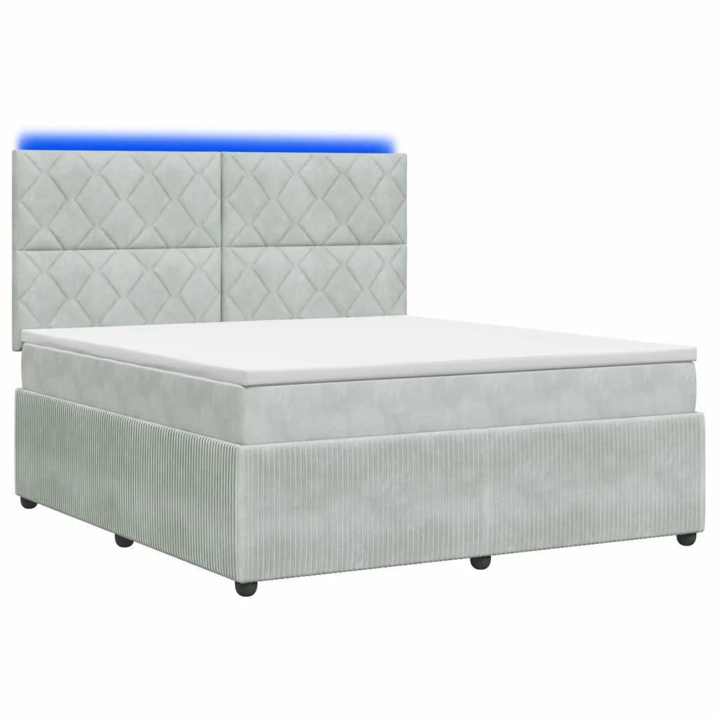 Letto Box Spring LED con Materasso Grigio Chiaro 160 x 200 cm 3456107