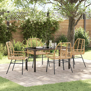 Set da Pranzo da Giardino 5 Pezzi Marrone Polyrattan