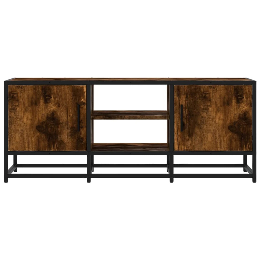 Mobile TV multimediale scaffale TV credenza mobile TV sala da pranzo soggiorno camera da letto rovere affumicato 100 x 35 x 41 cm legno ingegnerizzato e metallo marrone 02_0027268