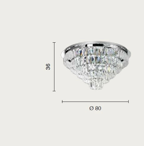 PLAFONIERA CASTLE 16 LUCI ATTACCO G9 GRANDE SILVER D.80CM