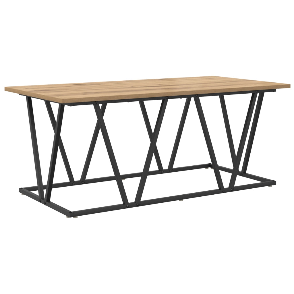 Tavolino da caffÃ¨  in rovere fatto a mano 100x50x40 cm in legno ingegnerizzato e metallo