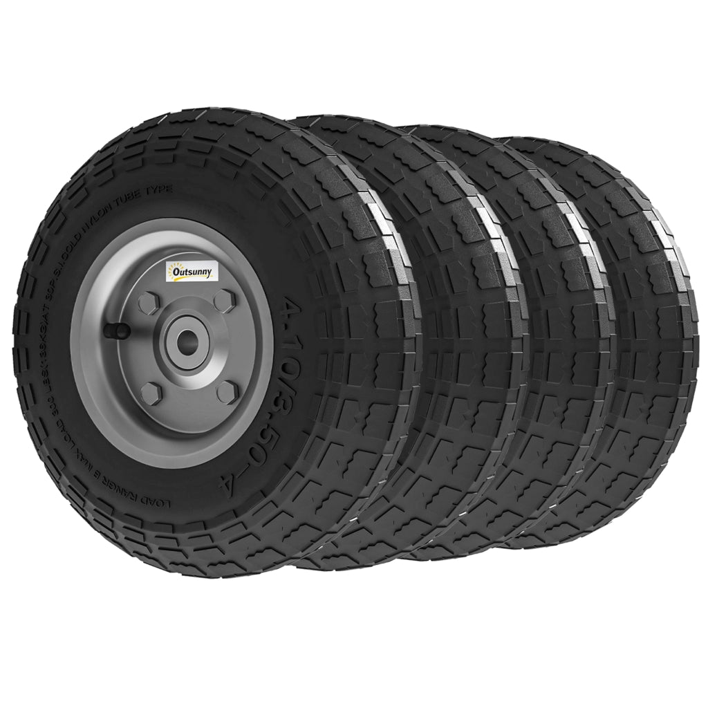 Ruota Carriola Set 4 Pezzi ¨C Zephmum ¨C 255 mm Nero Polipropilene 80 kg