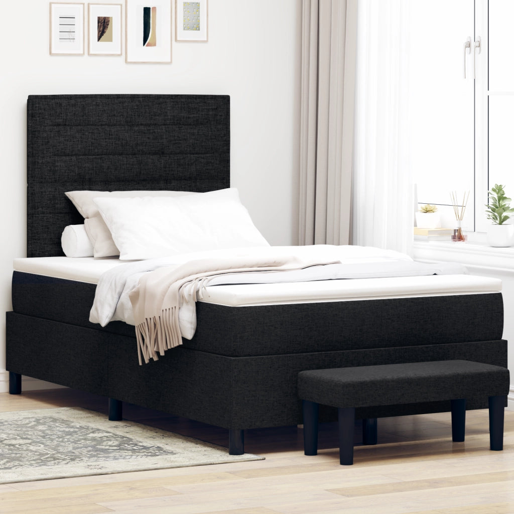 Letto a Rete con Materasso e Panchina Nero 120x190 cm Tessuto