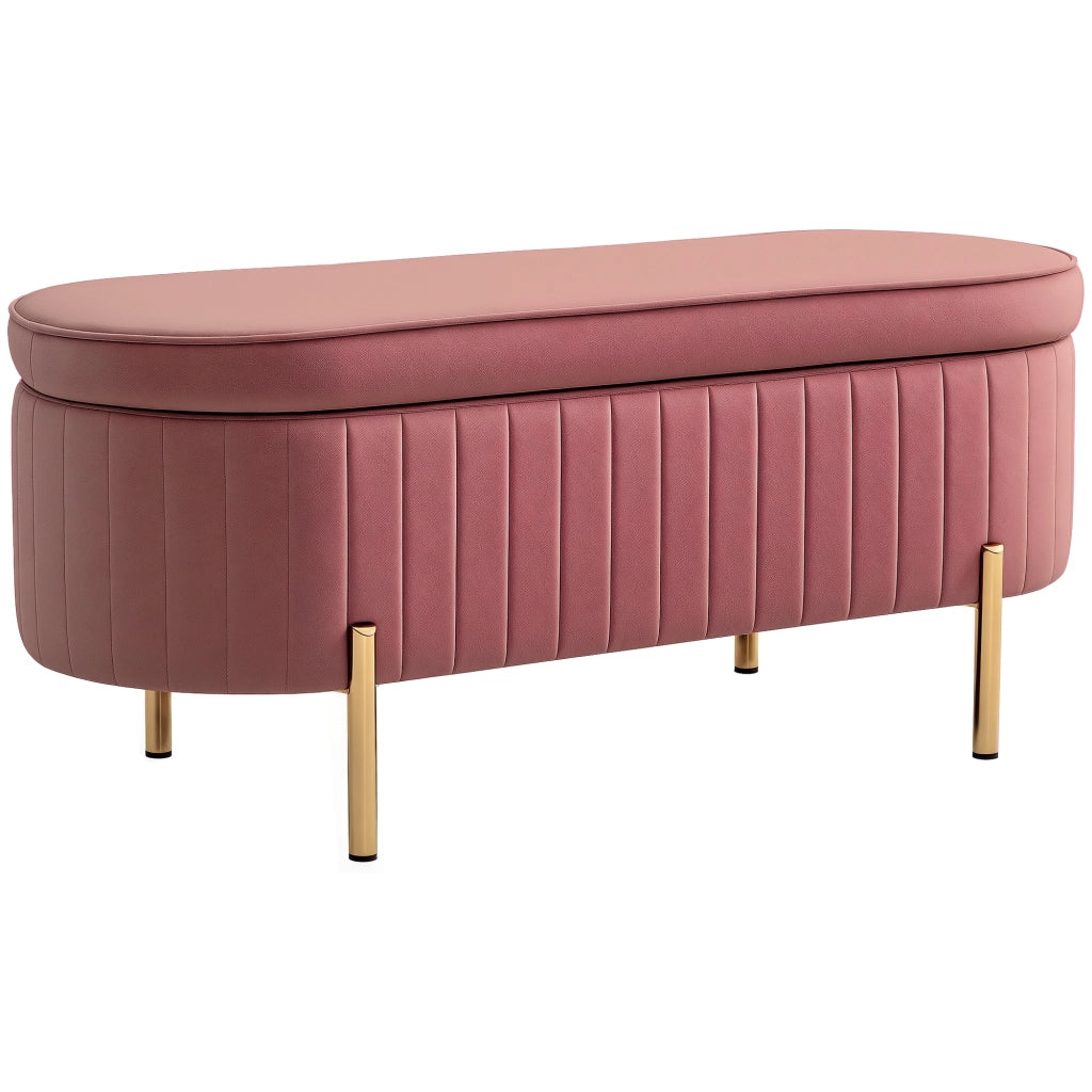 Pouf contenitore imbottito in velluto ¨C zephmum ¨C rosa 108x44x43,5cm
