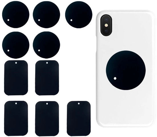 Pannelli metallici da 10 pezzi - Adesivi magnetici per telefono - Sostituzione per supporto cellulare - Acciaio inossidabile - Universale - Leggero e pratico