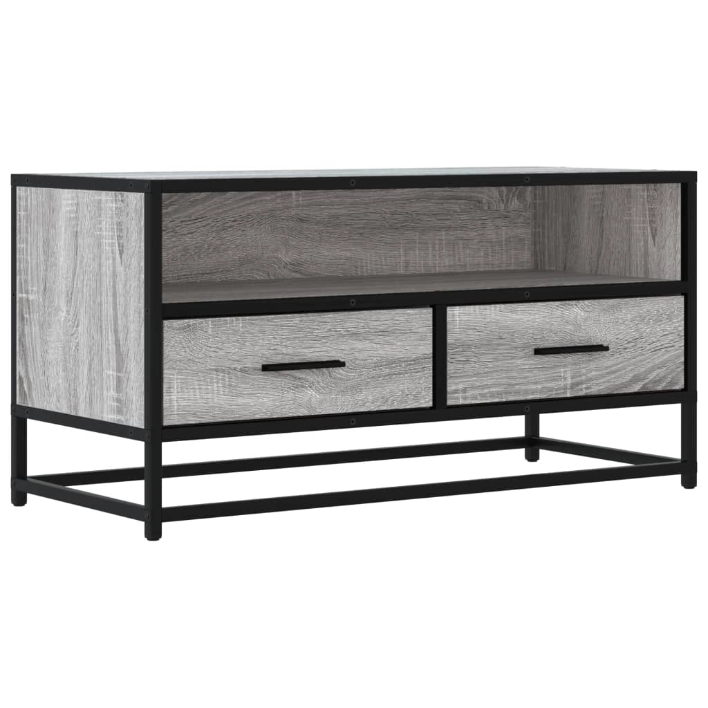 Mobile TV multimediale scaffale TV mobile TV sala da pranzo soggiorno camera da letto Sonoma 80 x 34,5 x 40 cm legno ingegnerizzato e metallo grigio 02_0028456