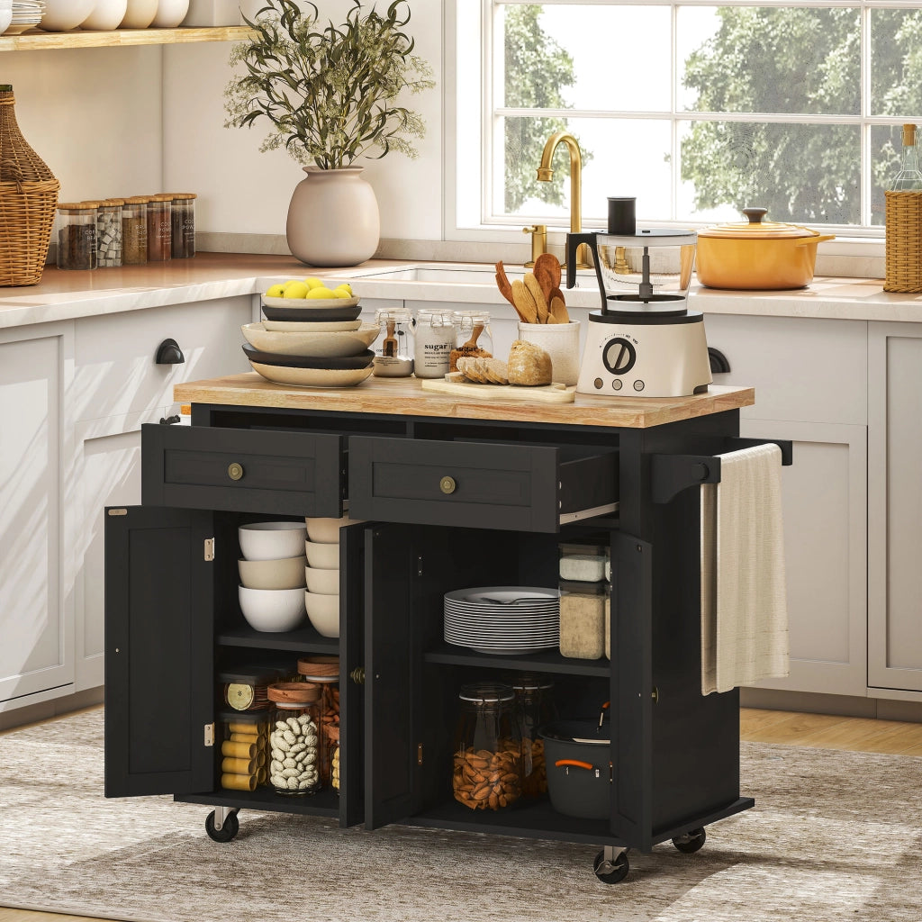 Tavolo da cucina con 2 cassetti e 2 ante ¨C zephmum ¨C MDF nero