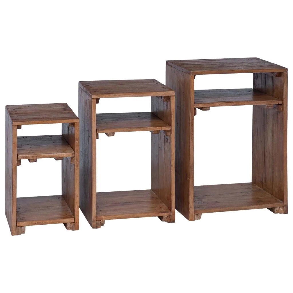 Tavolo Accent 3 pz Marrone Legno di Mogano Massello CFW2610987