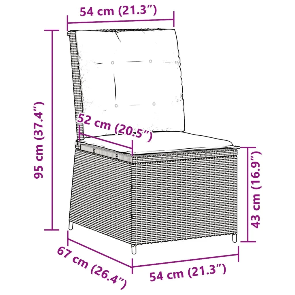 Divano Reclinabile da Giardino con Cuscini-Sofa da Giardino-Divano da esterno Beige in Polyrattan 527655