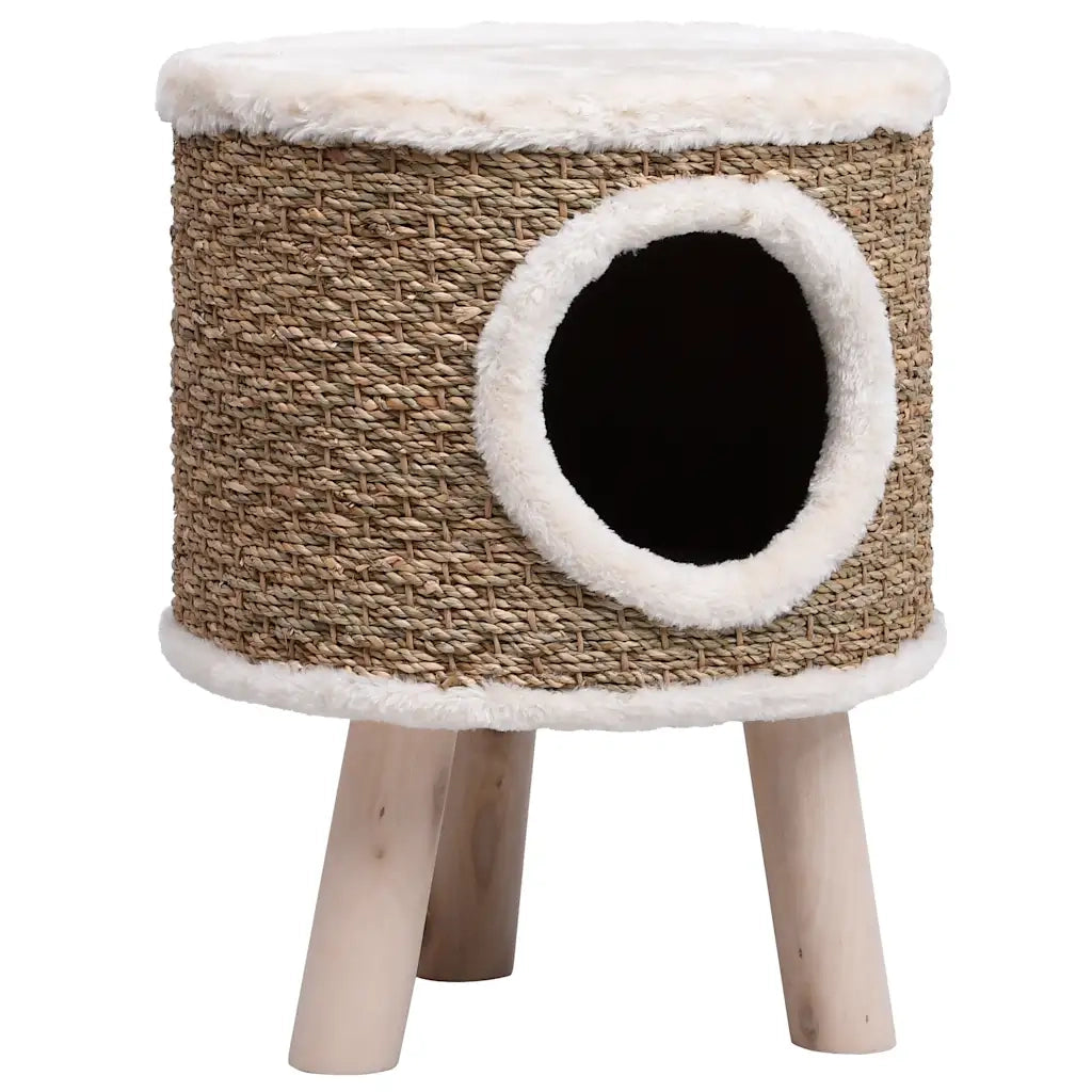 Cuccia per Gatti con Gambe in Legno 41 cm in Giunco CFW6682615