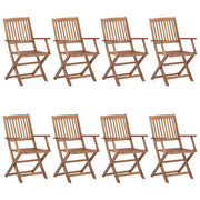 Sedie da Giardino Pieghevoli 8 pz con Cuscini Massello Acacia 3074968