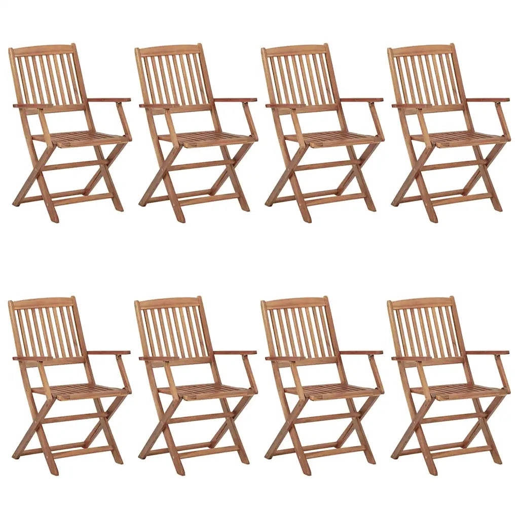 Sedie da Giardino Pieghevoli 8 pz con Cuscini Massello Acacia 3074968