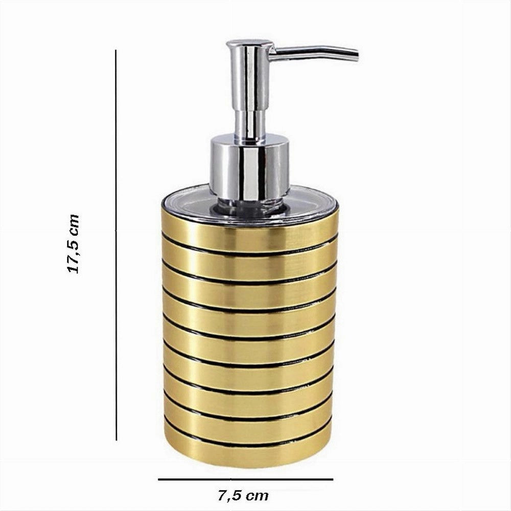 Trade Shop - Dispenser Per Sapone Liquido Oro A Righe Moderno Portasapone Arredo Bagno 10384 -