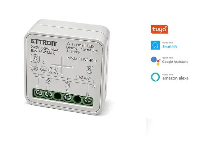 Dimmer Smart WiFi LED 1 Canale 150W Interruttore Regolatore Intensità Compatibile Tuya Alexa Google