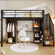 Letto a castello nero in metallo con stoccaggio armadio e scrivania 90x200 cm