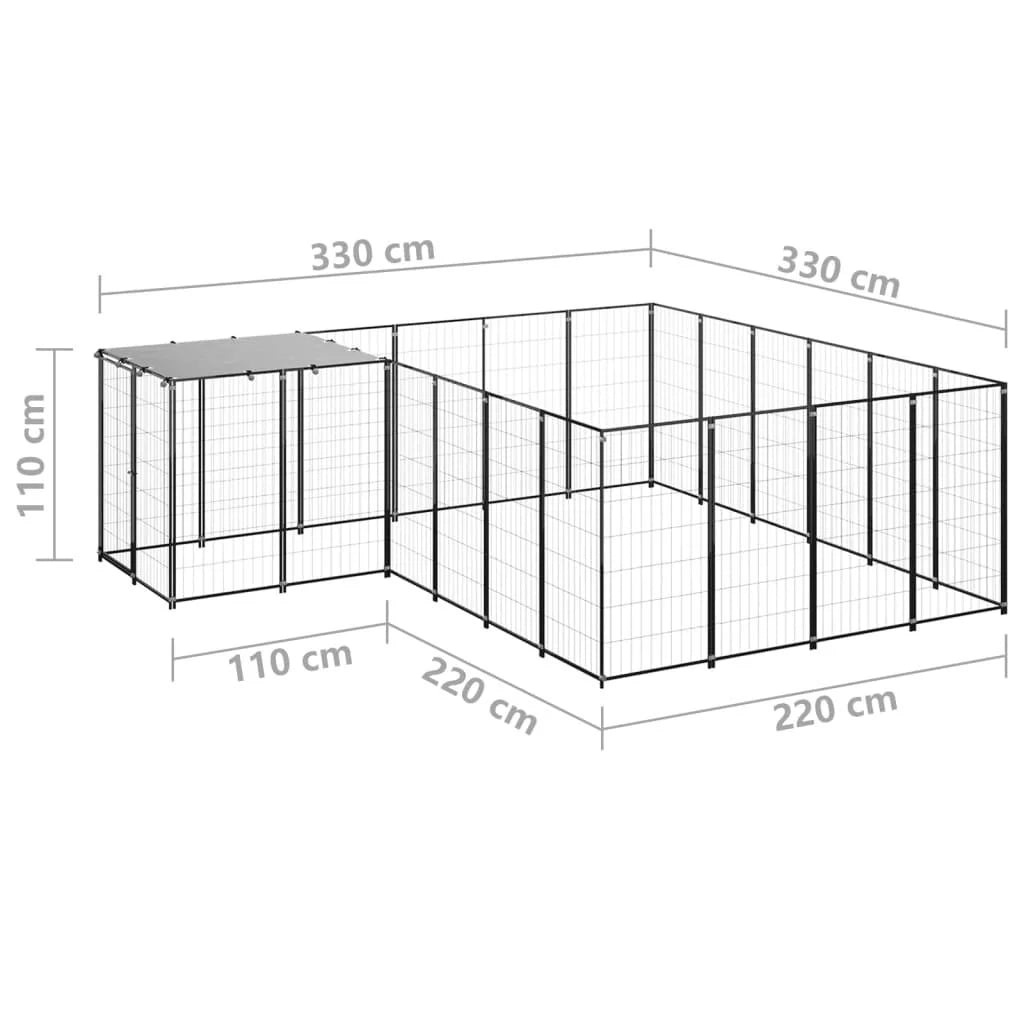 Recinto per animali da esterno per cani 8,47 m² 110 cm acciaio nero 02_0000559