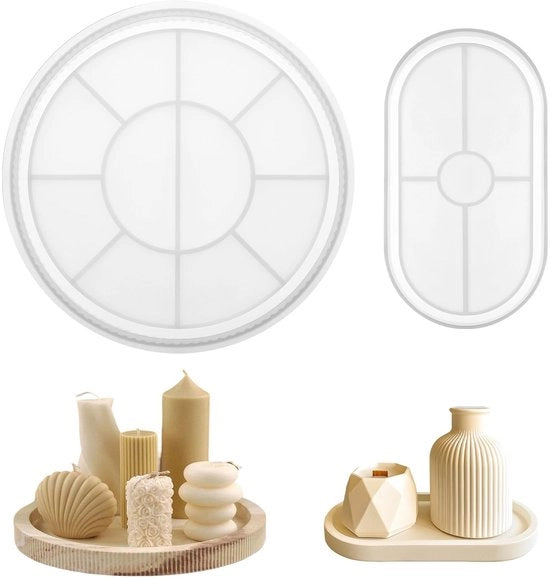 Siliconi - Forme per Creme Decorative - 2 Pezzi - Modelli di Cera per Creme Decorative - Flessibili e Resistenti - Dimensioni 22,5 x 22,5 cm / 18 x 9,5 cm - Silicone di Alta Qualità - Mould per Cera