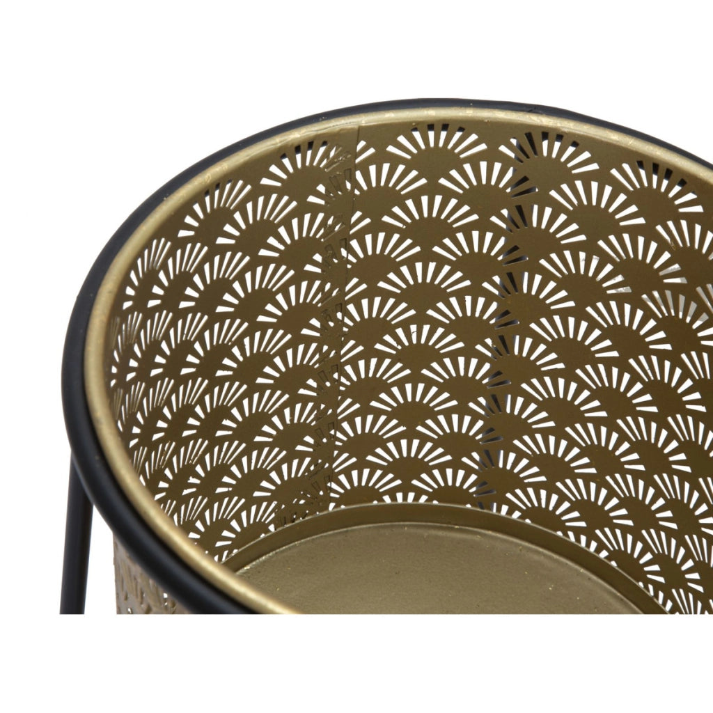 Set di 2 Vasi per Piante VKH392, Oro, Metallo, 26x26x70 cm