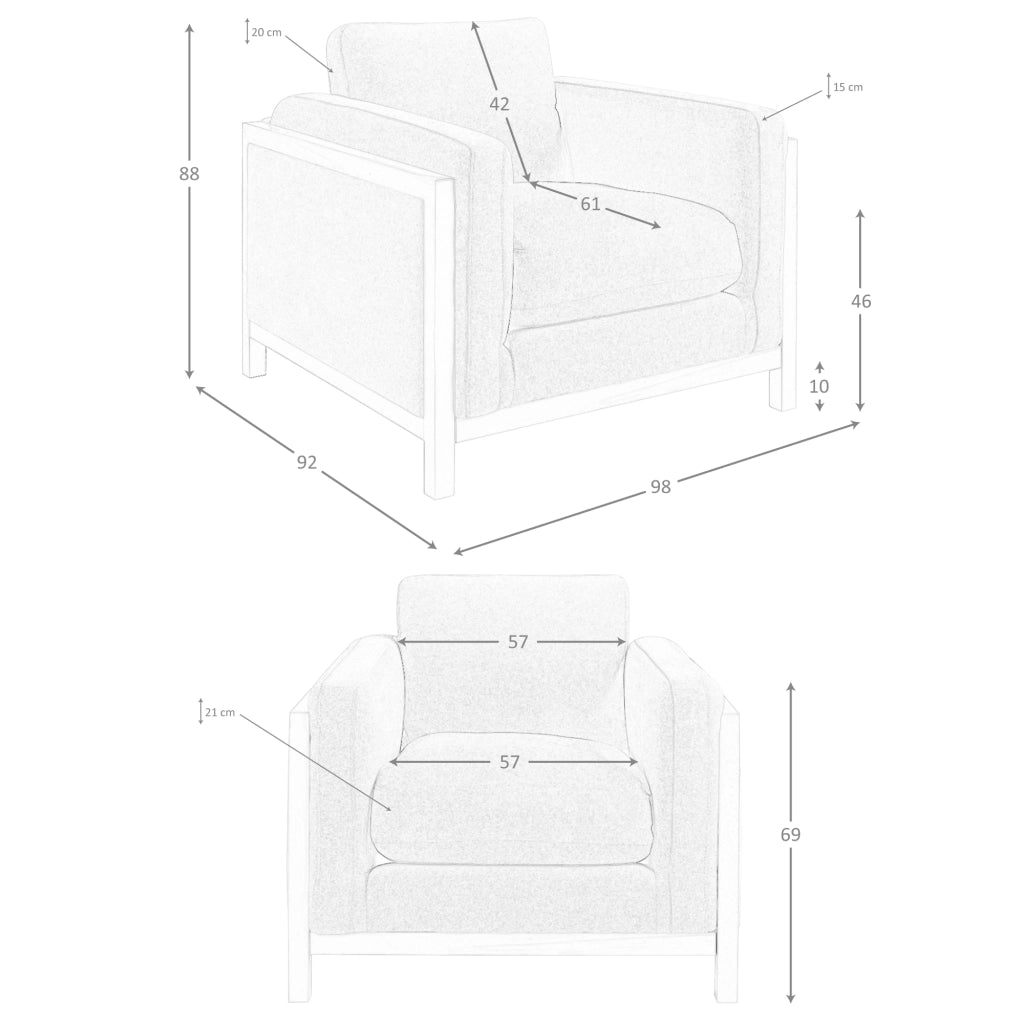 Poltrona in tessuto colore 98 x 92 x 88 cm colore marrone