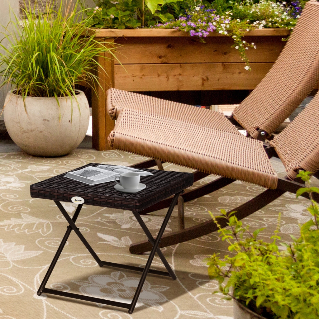 Tavolino da giardino pieghevole ¨C zephmum ¨C marrone, polyrattan, 40x40x40 cm