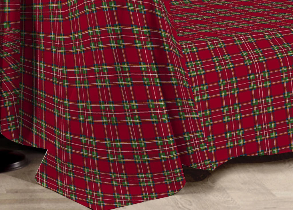 Telo Arredo Multiuso Linea Pensieri Delicati In 100% Cotone Disegno Tartan - Singolo - Rosso