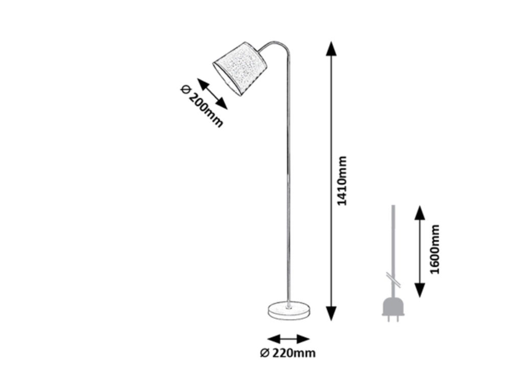 Lampada da terra Rabalux Godric nera E27 25W 141 cm