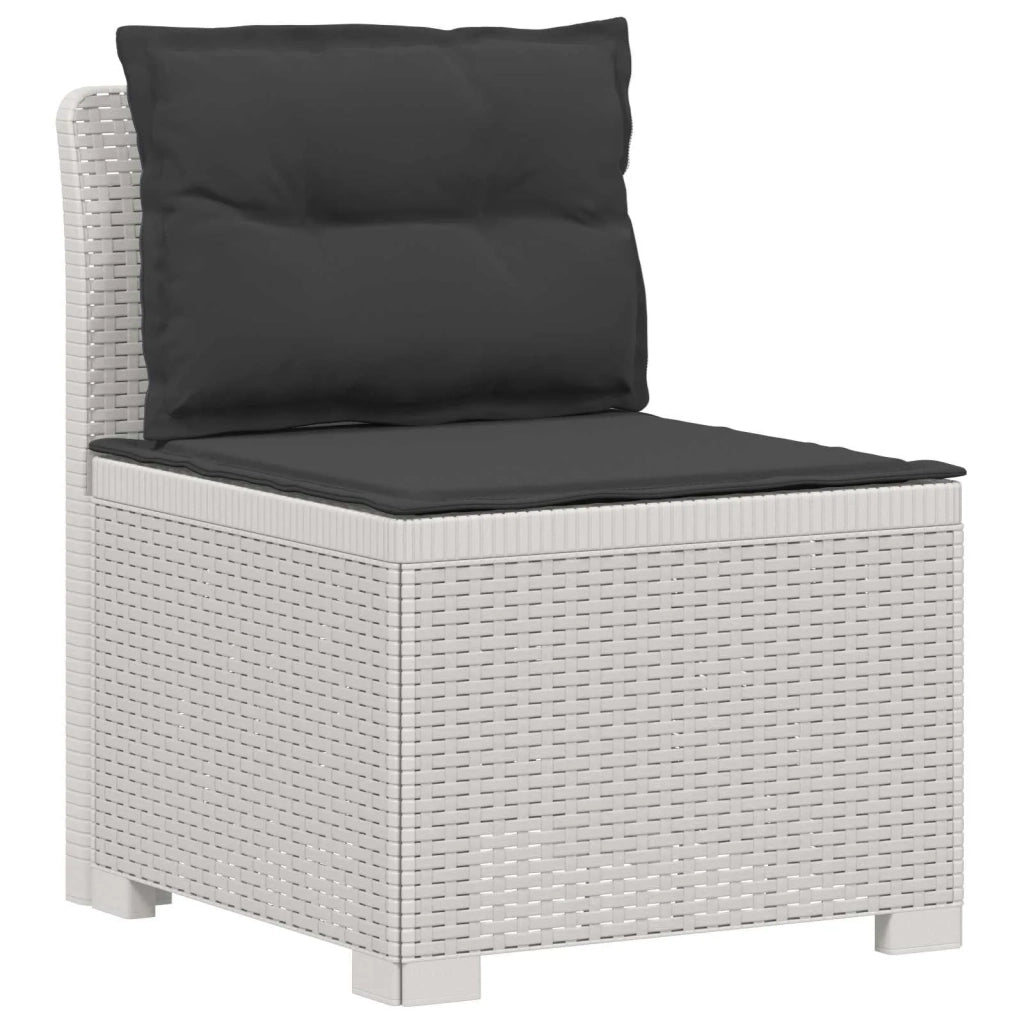 Divano da Giardino 5 Posti con Cuscini Stile Rattan PP Bianco 3444059