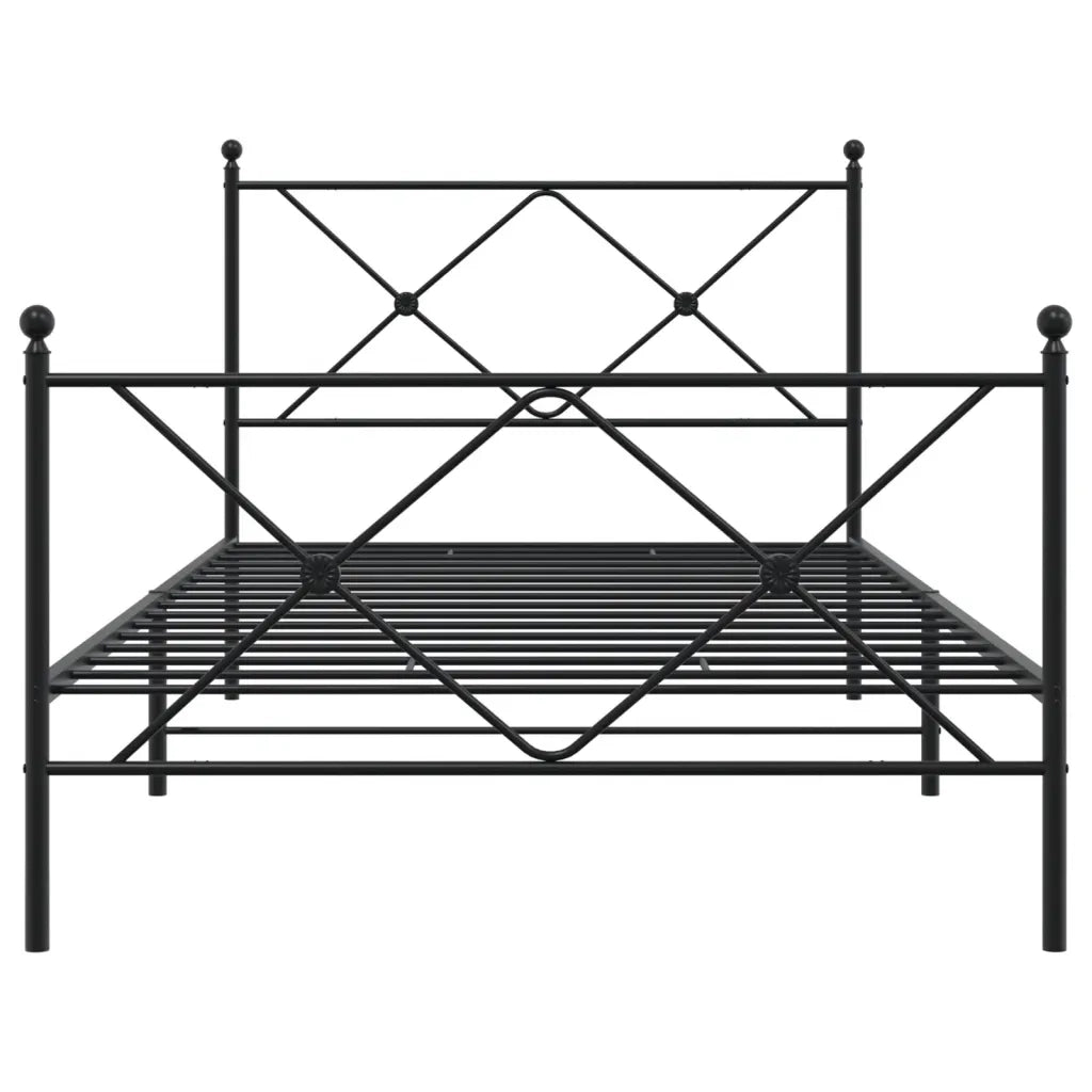 Giroletto con Testiera e Pediera Metallo Nero 100x200 cm 376515