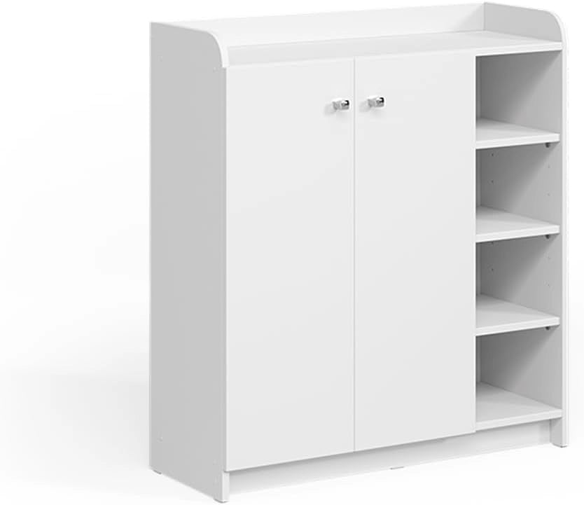 Mobile porta scarpe Moritz, Bianco, 83 x 91.4 cm con 2 porte, per la conservazione e l’organizzazione delle scarpe nell’ingresso