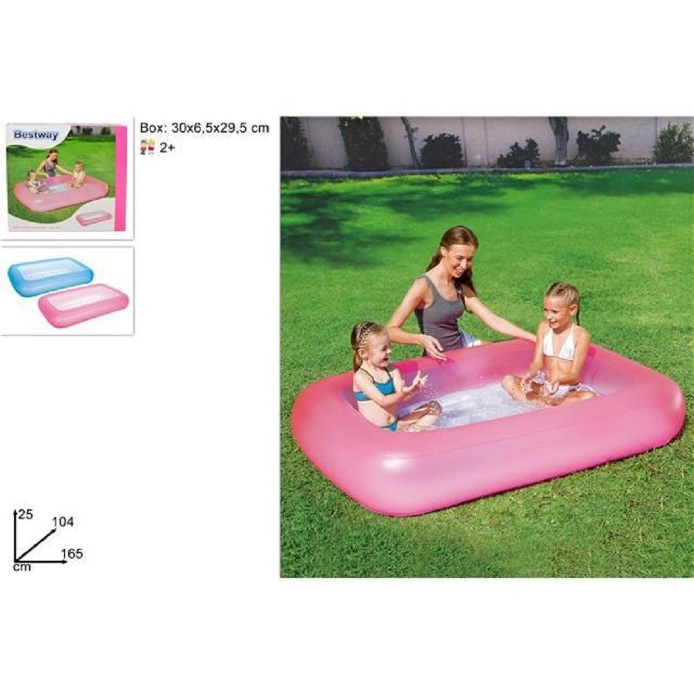 Trade Shop - Piscina Rettangolare Aquababe Con Fondo Gonfiabile 165x104x25 Cm Vari Colori 51115 -