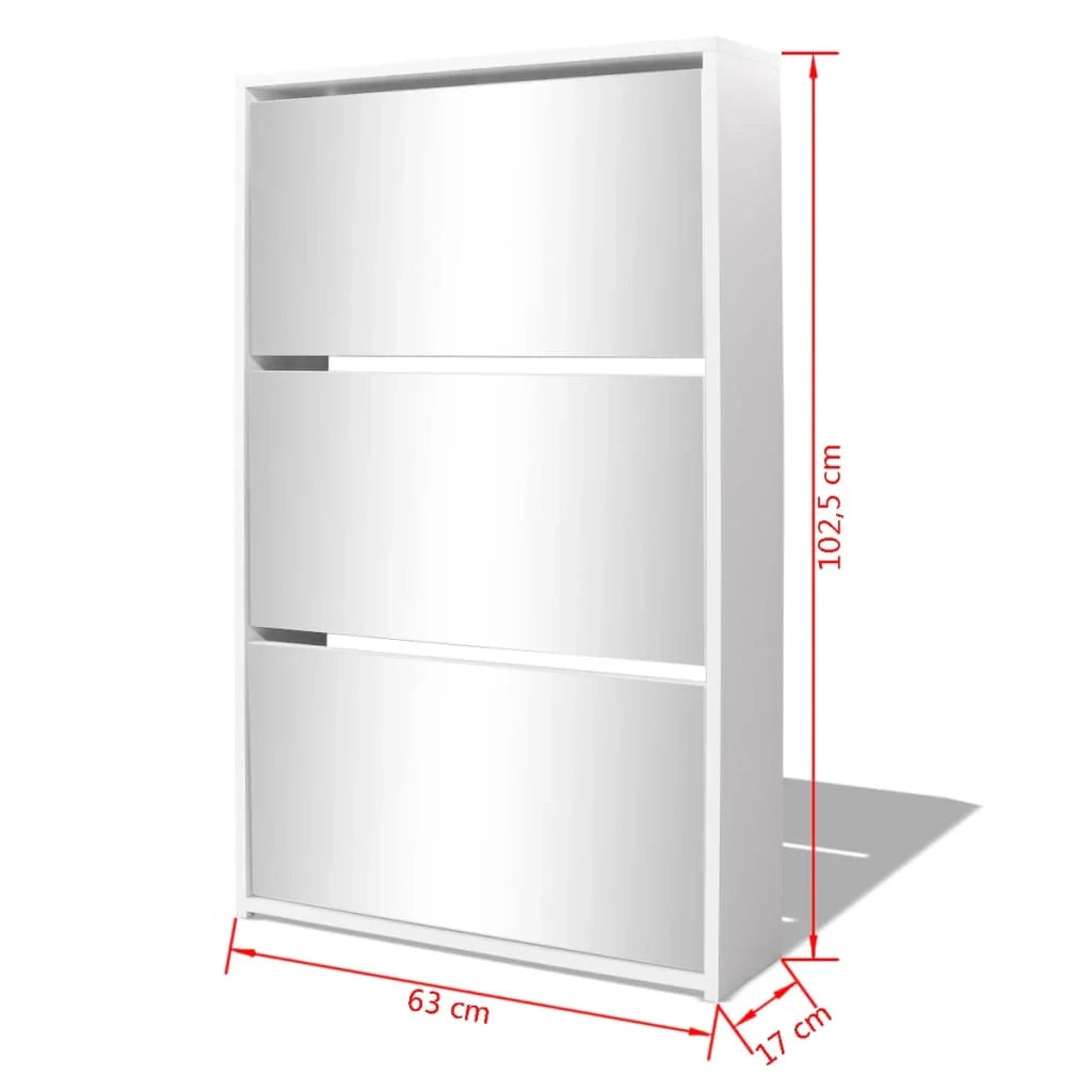 Scarpiera con 3 ripiani 63 x 17 x 102,5 cm specchio bianco 02_0043383