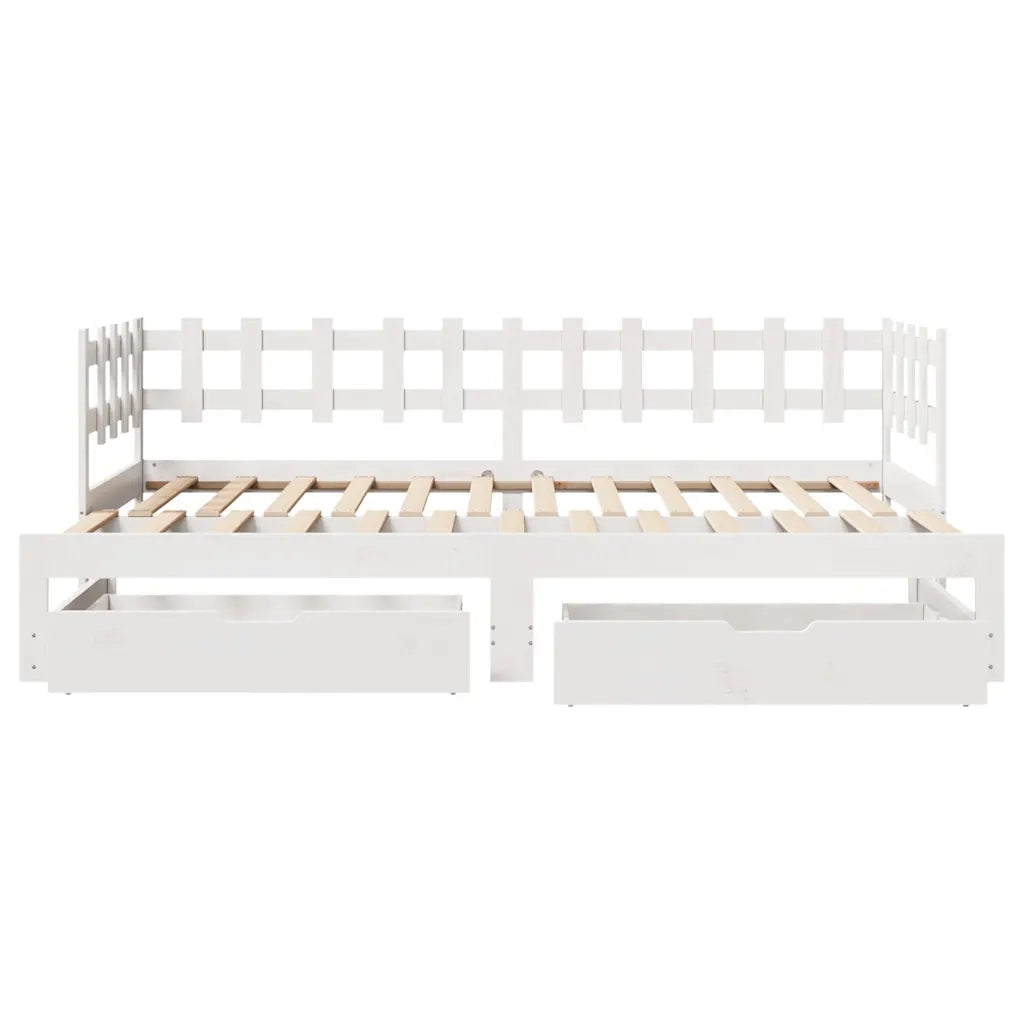 Letto Estraibile con Cassetti senza Materasso Bianco 80x200 cm