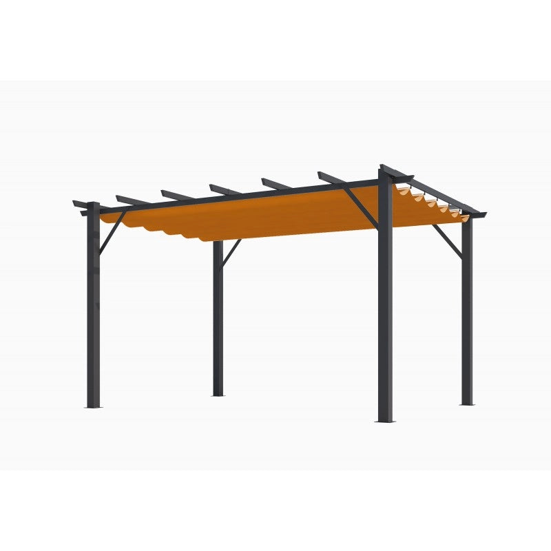 Pergola da giardino in alluminio 400x300 cm con telo scorrevole color ruggine – tettoia autoportante design moderno – PER4030GR Foresta