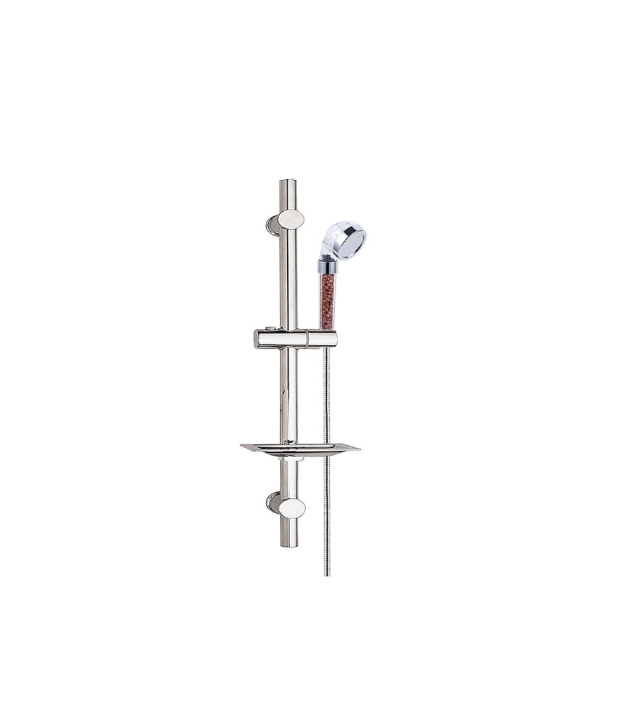 Kit Doccia Soffione Pressurizzato Ioni BL-1001S-ION | Braccio Regolabile Mensola Integrata | Tubo Acciaio Inox