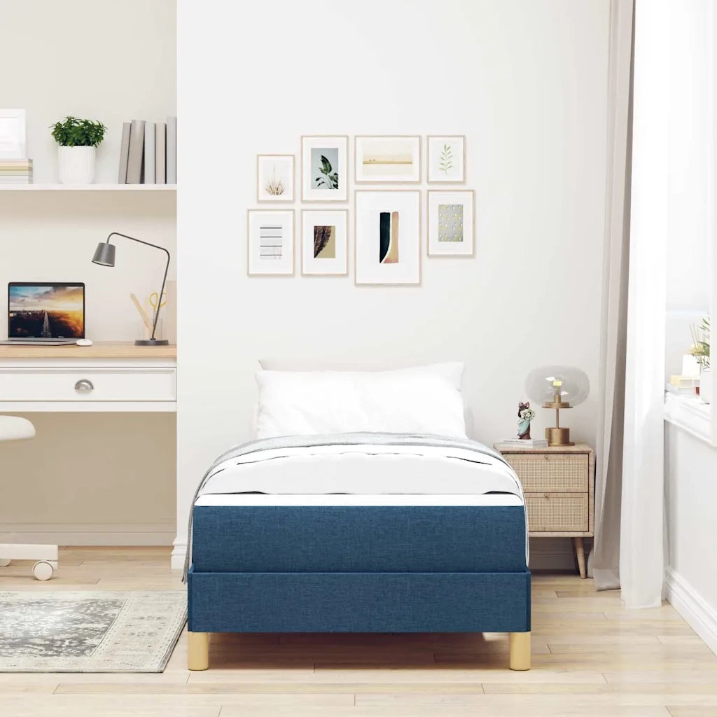 vidaXL Letto a molle Blu e Marrone 90 x 200 cm