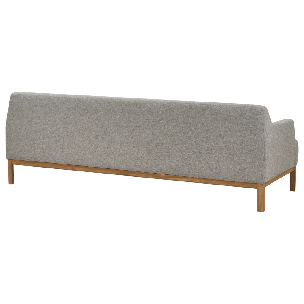 Divano a 3 posti in tessuto grigio con gambe in legno stile elegante soggiorno