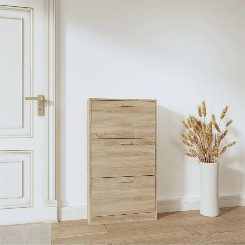 Scarpiera-Scaffale per scarpe Rovere 59x17x108 cm in Legno Multistrato