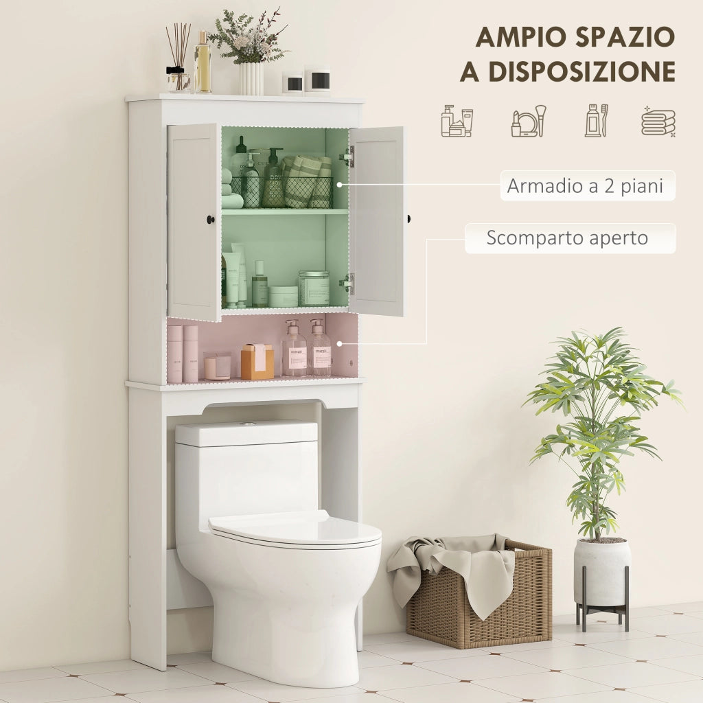 Mobile Sopra WC con Armadietto 65x22x161 cm in Legno Bianco