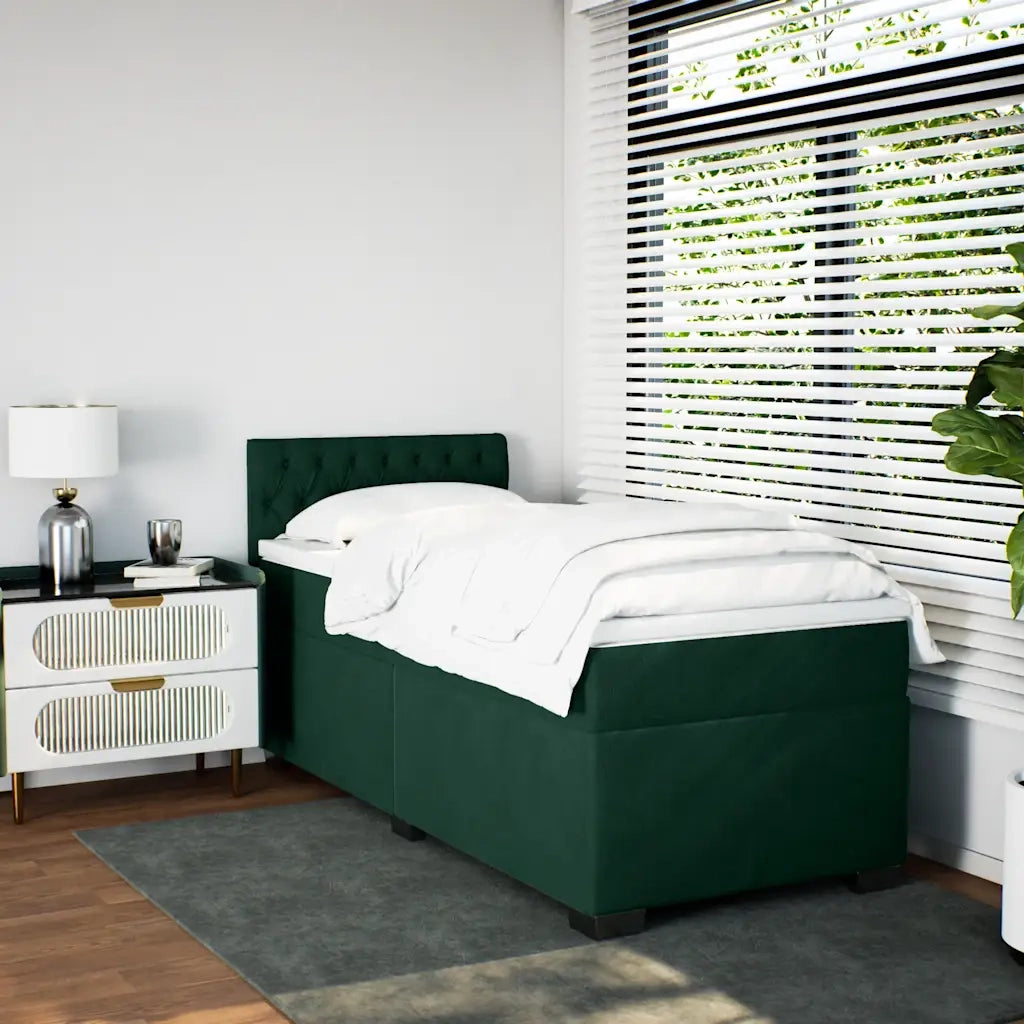 Giroletto a Molle con Materasso Verde Scuro 100x200 cm Velluto 3286243