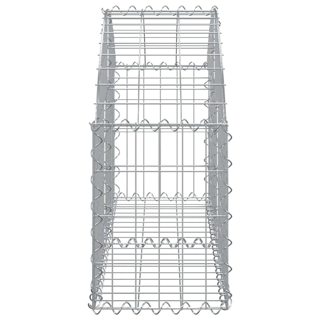 Cesto gabbione recinzione a gabbia muro di contenimento ad arco 100 x 30 x 40/60 cm ferro zincato argento 02_0039957