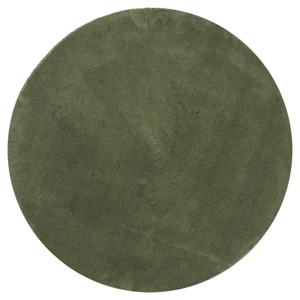 Tappeto Pelo Corto HUARTE Morbido Lavabile Verde Bosco Ø 120 cm 375105